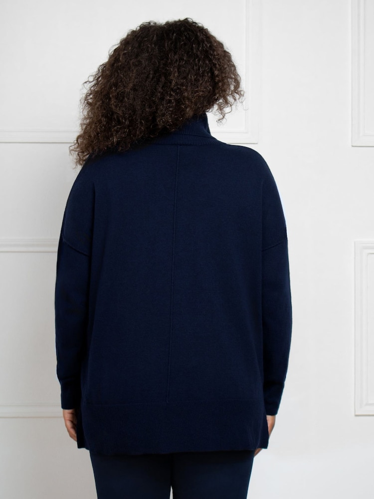 Live Unlimited Blue Curve Roll Neck Jumper - Image 2 of 4