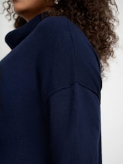 Live Unlimited Blue Curve Roll Neck Jumper - Image 3 of 4