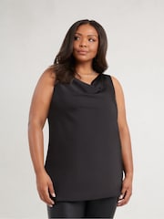 Live Unlimited Black Curve Satin Cowl Neck Vest - Image 3 of 7