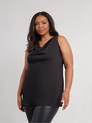 Live Unlimited Black Curve Satin Cowl Neck Vest - Image 5 of 7