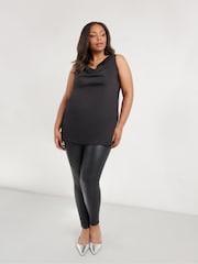 Live Unlimited Black Curve Satin Cowl Neck Vest - Image 6 of 7