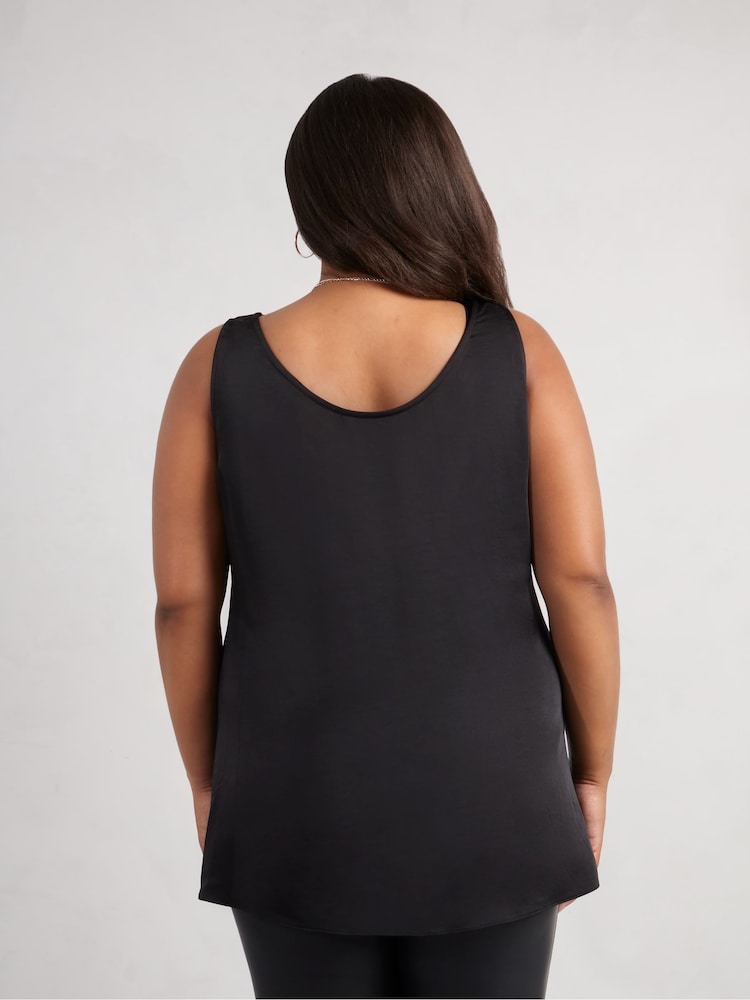 Live Unlimited Black Curve Satin Cowl Neck Vest - Image 7 of 7