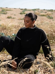 Live Unlimited Black Tipped Mock Neck Jumper - Image 1 of 5