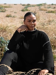 Live Unlimited Black Tipped Mock Neck Jumper - Image 2 of 5