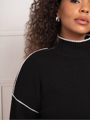 Live Unlimited Black Tipped Mock Neck Jumper - Image 4 of 5