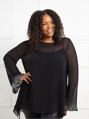 Live Unlimited Black Curve Asymmetric Hotfix Top - Image 3 of 4