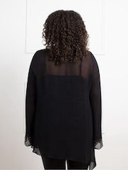 Live Unlimited Black Curve Asymmetric Hotfix Top - Image 4 of 4