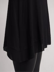 Live Unlimited Black Curve Jersey Asymmetric Chiffon Hem Top - Image 4 of 5