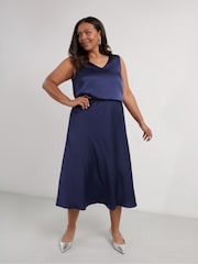 Live Unlimited Blue Curve Satin Skirt - Image 1 of 4