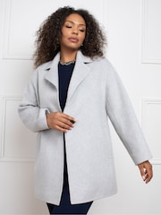 Live Unlimited Grey Curve Wool Blend Double Faced Short Coat - Image 3 of 5