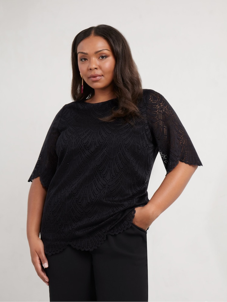 Live Unlimited Curve Lace Mânecă scurtă Top - Imaginea 1 din 4
