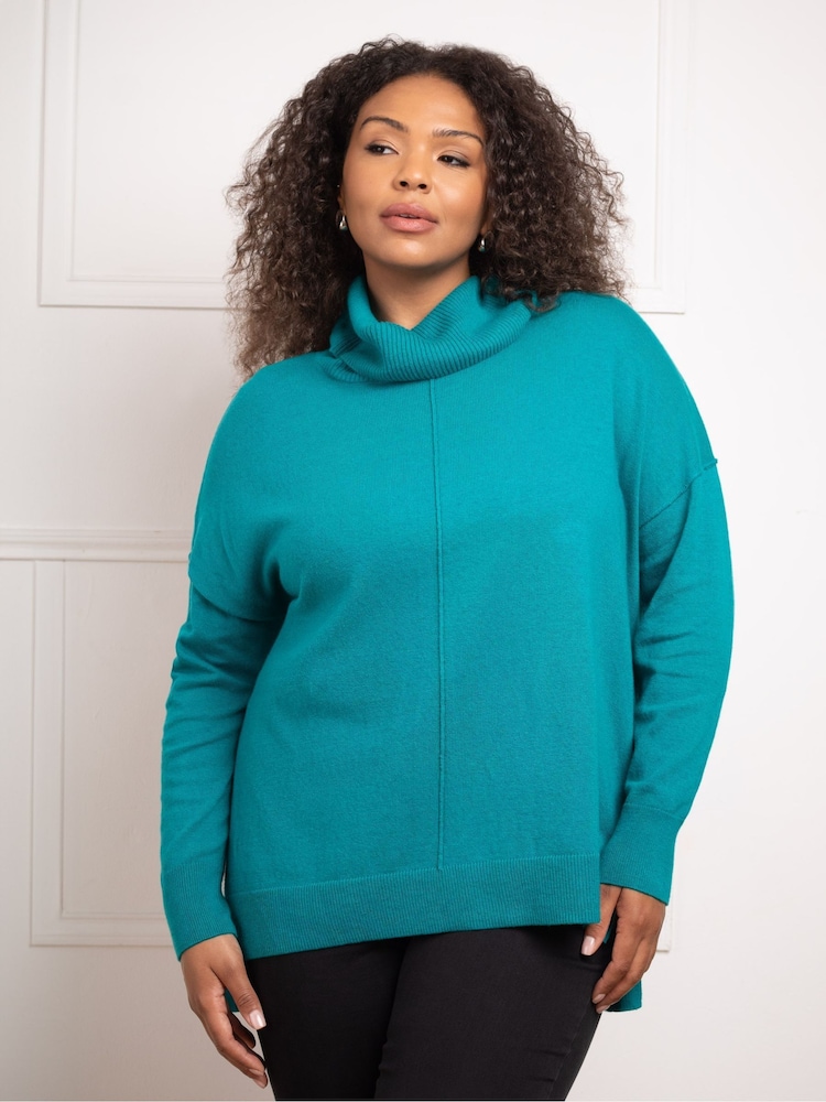 Live Unlimited Green Curve Roll Neck Jumper - Image 1 of 4