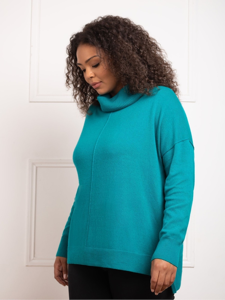 Live Unlimited Green Curve Roll Neck Jumper - Image 2 of 4
