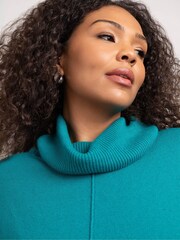 Live Unlimited Green Curve Roll Neck Jumper - Image 3 of 4