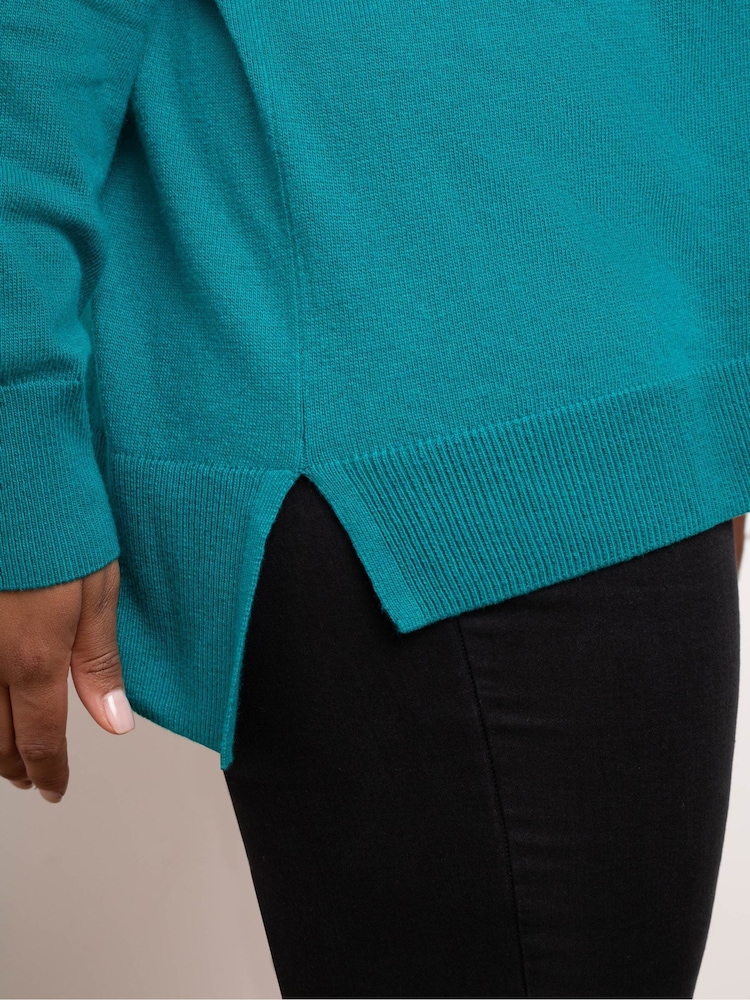 Live Unlimited Green Curve Roll Neck Jumper - Image 4 of 4