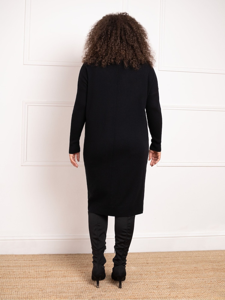 Negro - Live Unlimited Curve V-Neck Knitted Jumper Dress - Imagen 2 de 3 Negro - Live Unlimited Curve V-Neck Knitted Jumper Dress - Imagen 2 de 3