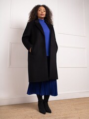 Live Unlimited Black Curve Wool Blend Long Tailored Coat - Image 1 of 3