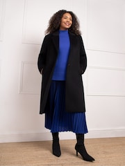 Live Unlimited Black Curve Wool Blend Long Tailored Coat - Image 2 of 3