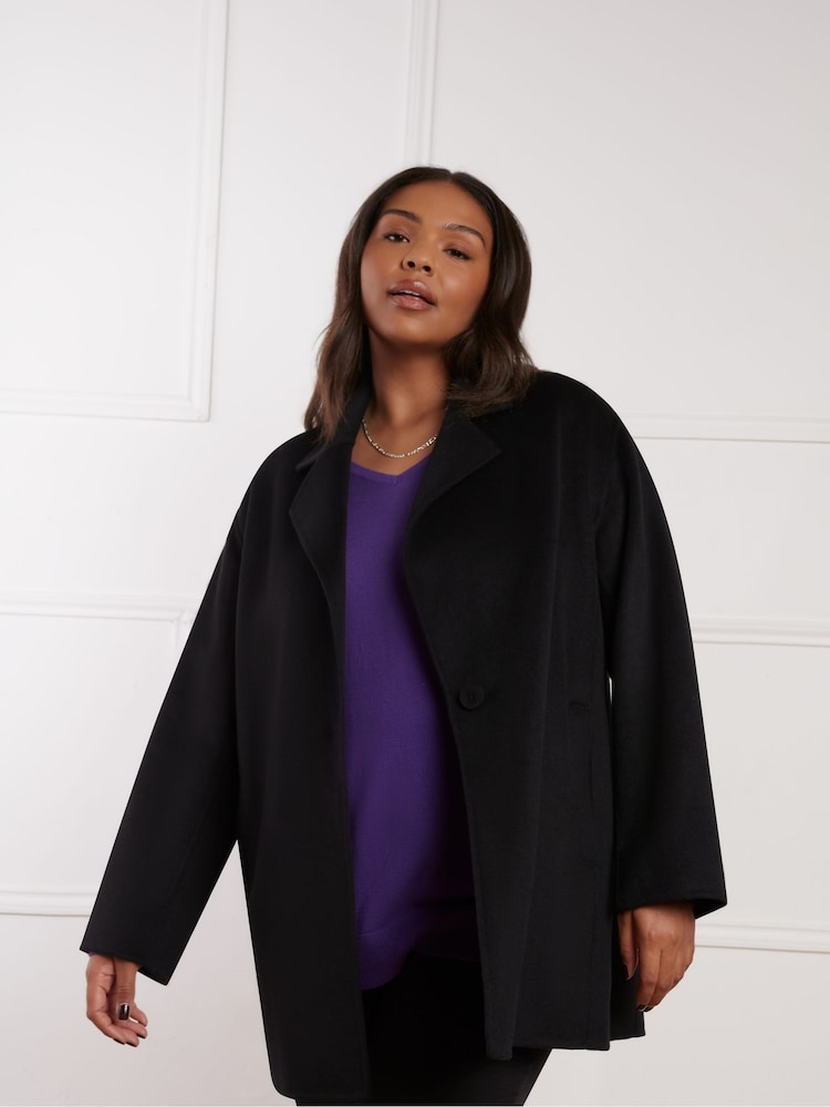 Live Unlimited Black Curve Wool Blend Double Faced Short Coat - Image 1 of 3