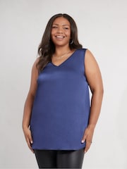 Live Unlimited Blue Curve Satin V-Neck Vest - Image 1 of 4