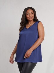 Live Unlimited Blue Curve Satin V-Neck Vest - Image 2 of 4