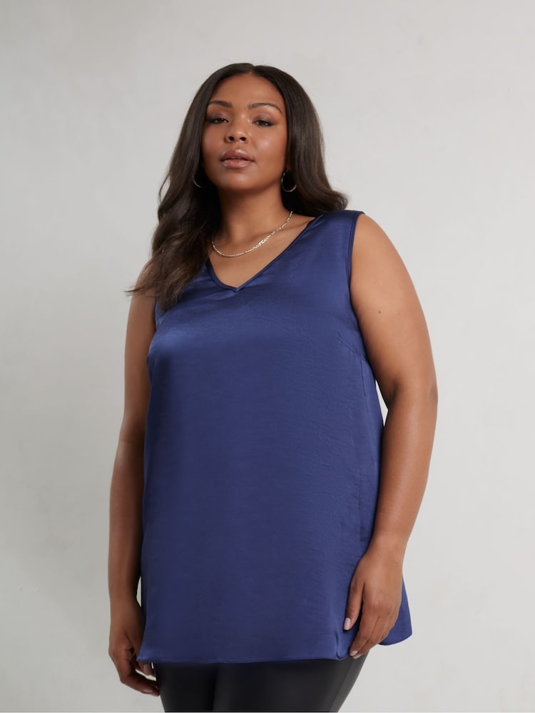 Albastru - Live Unlimited Curve Satin V-Neck Vest - Image 3 of 4