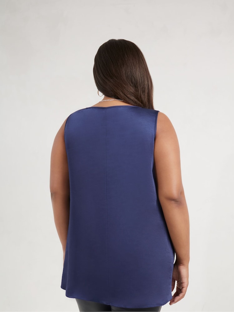 Live Unlimited Blue Curve Satin V-Neck Vest - Image 4 of 4