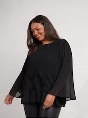 Live Unlimited Black Curve Pleated Top - Image 2 of 5