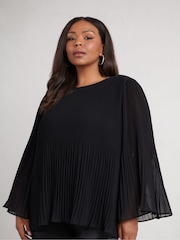 Live Unlimited Black Curve Pleated Top - Image 3 of 5