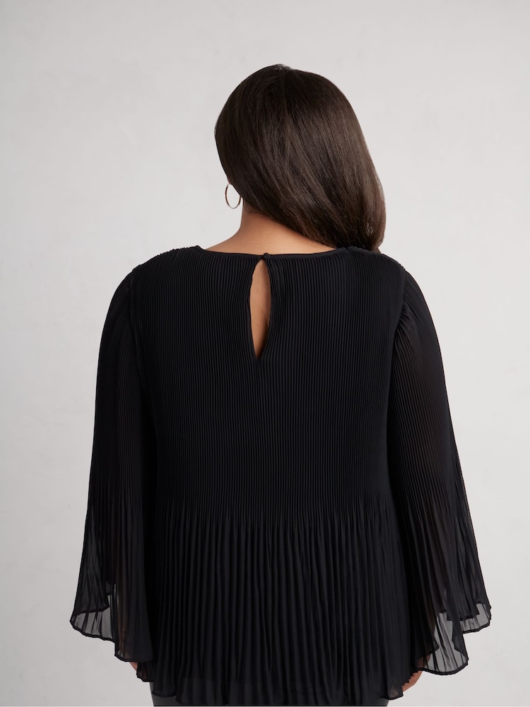 Live Unlimited Black Curve Pleated Top - Image 5 of 5