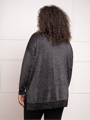 Live Unlimited Black Metallic V-Neck Jumper - Image 2 of 4