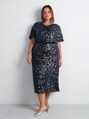 Live Unlimited Blue Navy Sequin Midaxi Skirt - Image 3 of 4