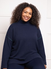 Live Unlimited Blue Tipped Mock Neck Jumper - Image 1 of 5