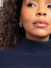 Live Unlimited Blue Tipped Mock Neck Jumper - Image 4 of 5