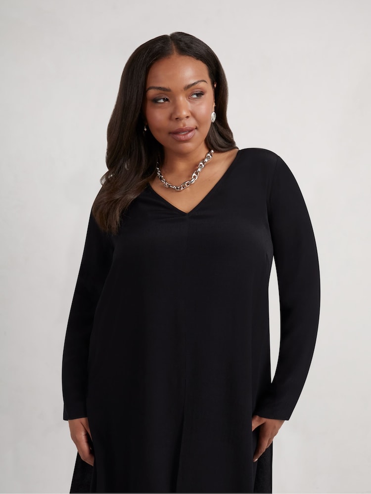 Live Unlimited Black Curve Long Sleeve Split Front Tunic - Image 2 of 5
