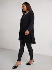 Live Unlimited Black Curve Long Sleeve Split Front Tunic - Image 4 of 5