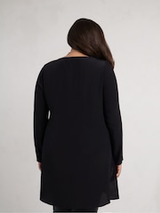 Live Unlimited Black Curve Long Sleeve Split Front Tunic - Image 5 of 5