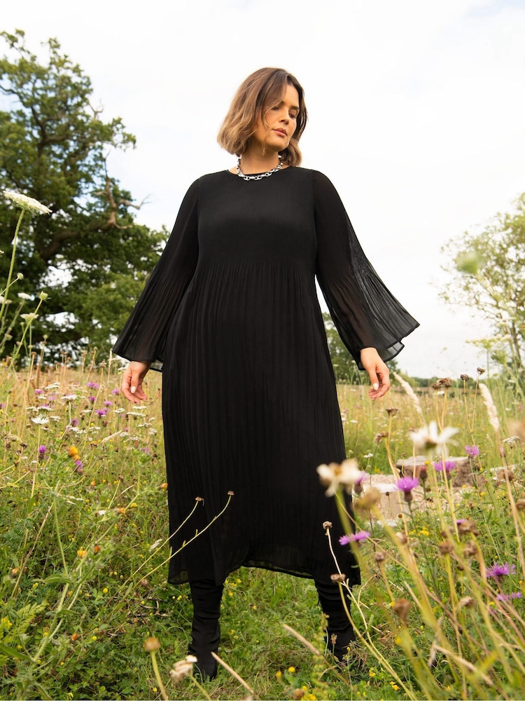 Live Unlimited Black Pleated Dress - Image 1 of 9