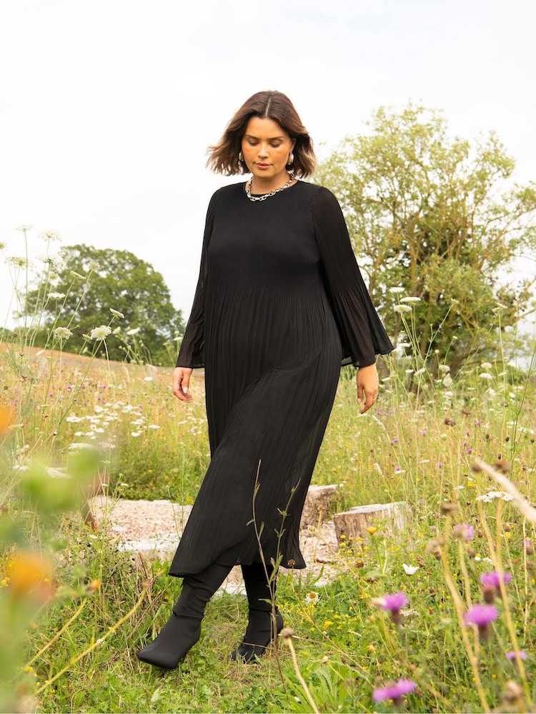 Live Unlimited Black Pleated Dress - Image 2 of 9