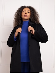 Live Unlimited Black Wool Blend Short tailored Coat - Image 4 of 6