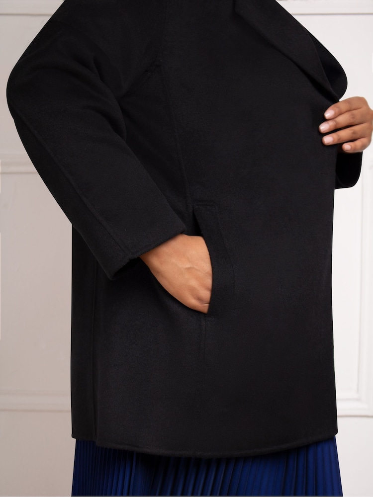 Live Unlimited Black Wool Blend Short tailored Coat - Image 6 of 6