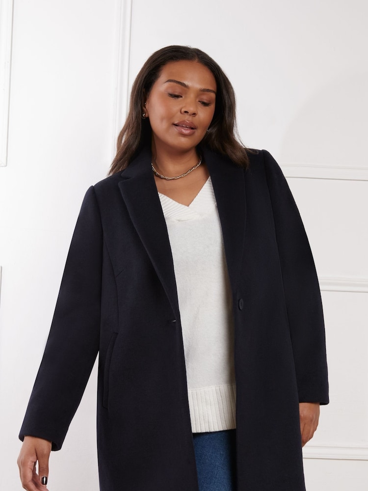 Live Unlimited Blue Wool Blend Short tailored Coat - Image 1 of 4
