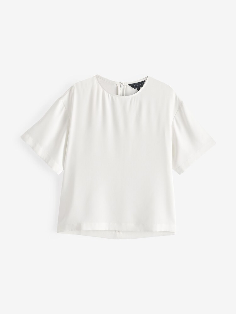Weiß - Live Unlimited Curve Woven Crepe Elevated T-Shirt - Bild 1 von 1
