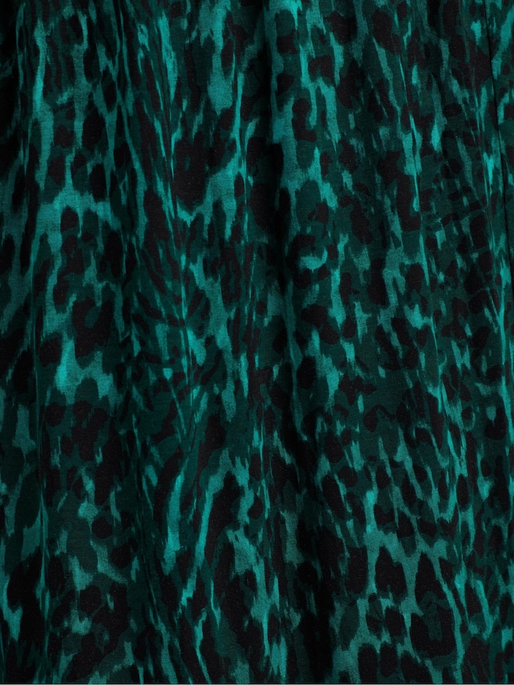 Live Unlimited Green Curve Leopard Jersey Nehru Collar Midi Dress - Image 5 of 5