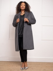 Live Unlimited Grey Curve Wool Blend Long Tailored Coat - Image 3 of 4