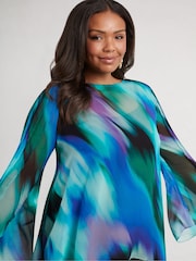 Live Unlimited Blue Curve Abstract Print Blouse - Image 4 of 6