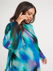 Live Unlimited Blue Curve Abstract Print Blouse - Image 5 of 6