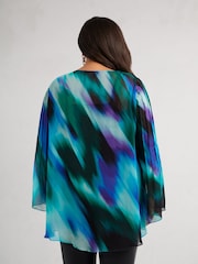 Live Unlimited Blue Curve Abstract Print Blouse - Image 6 of 6