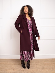 Live Unlimited Red Curve Wool Blend Long Tailored Coat - Image 1 of 4