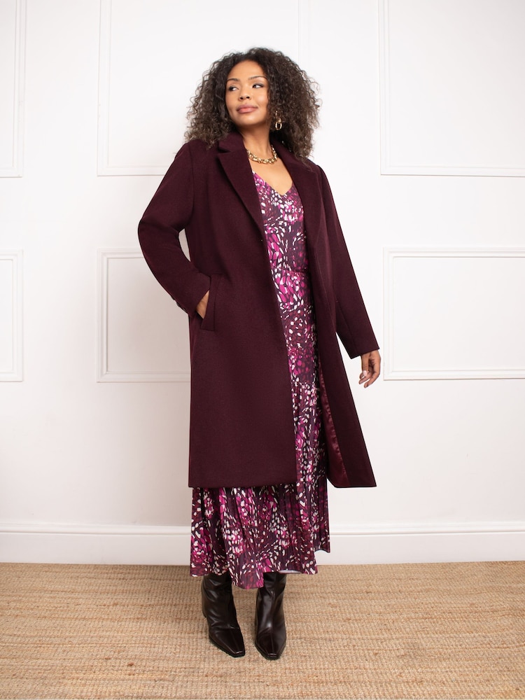 Live Unlimited Red Curve Wool Blend Long Tailored Coat - Image 1 of 4 Live Unlimited Red Curve Wool Blend Long Tailored Coat - Image 1 of 4